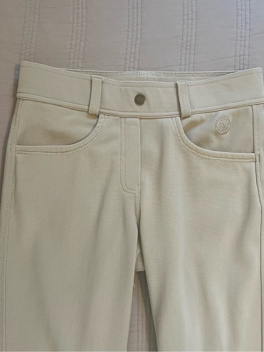 Ovation Equestrian Cream Women's Riding Tights Breeches Floral Ankle Panels - Picture 3 of 11